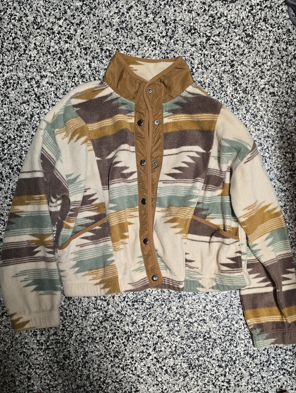 Yves Saint Laurent Cream and Brown Fleece Jacket